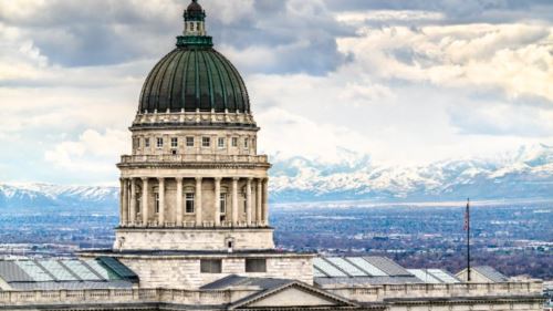 The Utah State Capitol overlooking downtown Salt Lake City